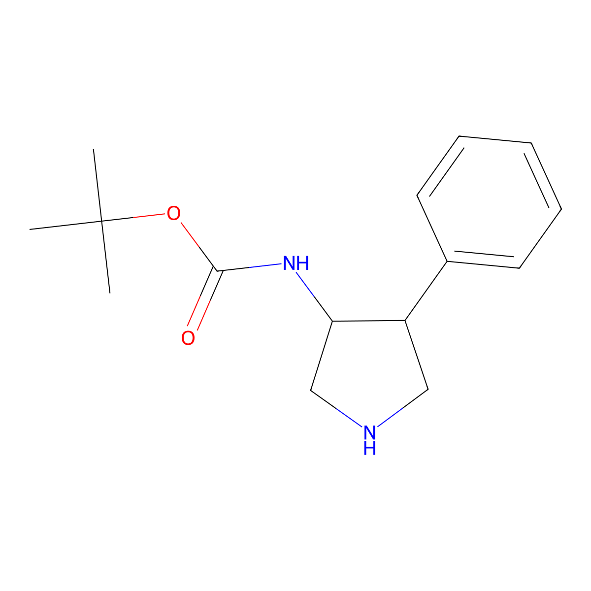 tert-Butyl (3S,4R)-4-phenylpyrrolidin-3-ylcarbamate molecular structure, CAS 1383784-29-9