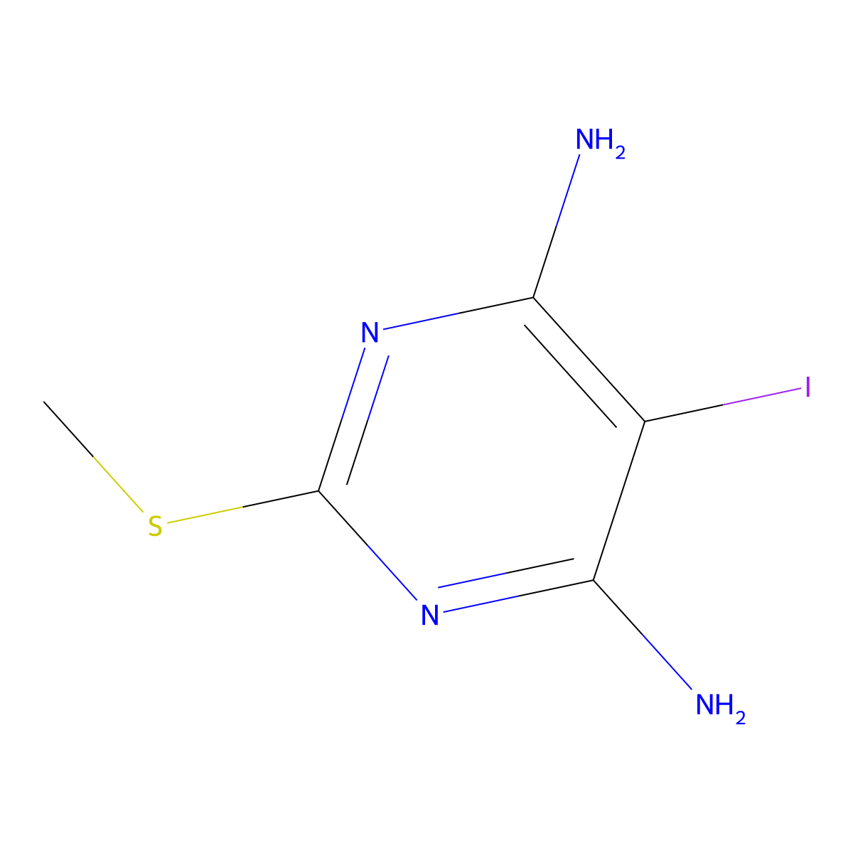 5-Iodo-2-(methylthio)pyrimidine-4,6-diamine molecular structure, CAS 1383788-43-9