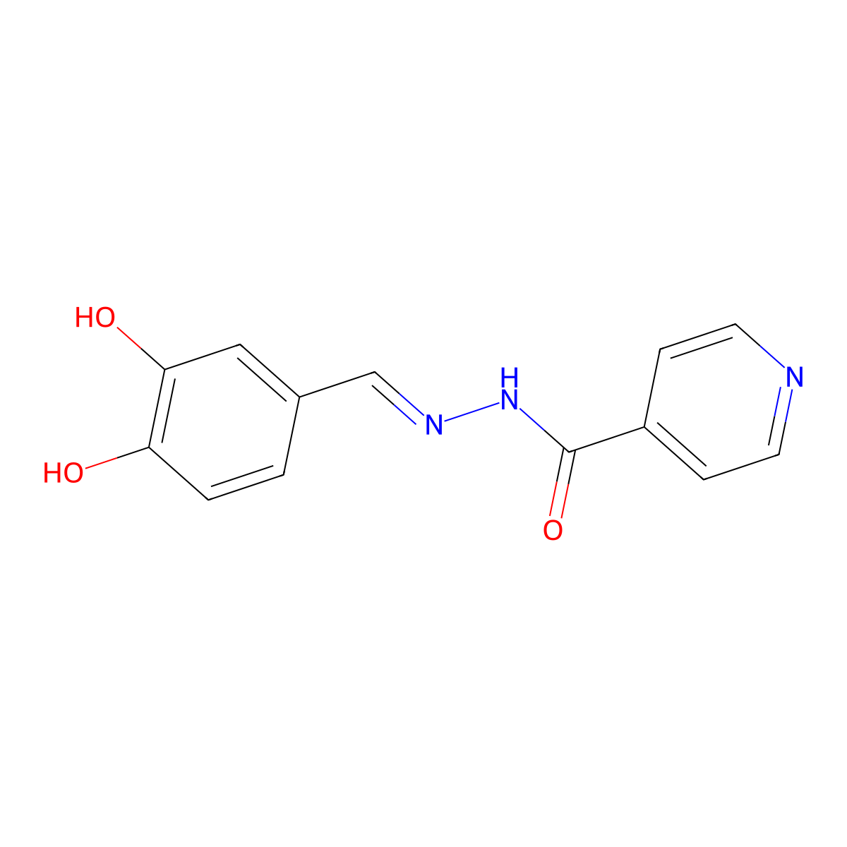 3,4-Dihydroxybenzaldehyde isonicotinoyl hydrazone molecular structure, CAS 13838-18-1