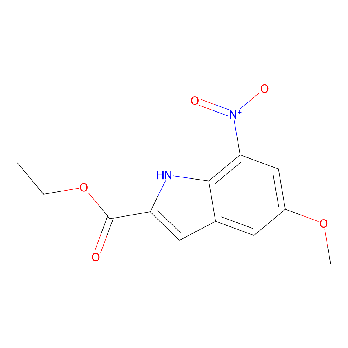 ethyl 5-methoxy-7-nitro-1H-indole-2-carboxylate molecular structure, CAS 13838-44-3
