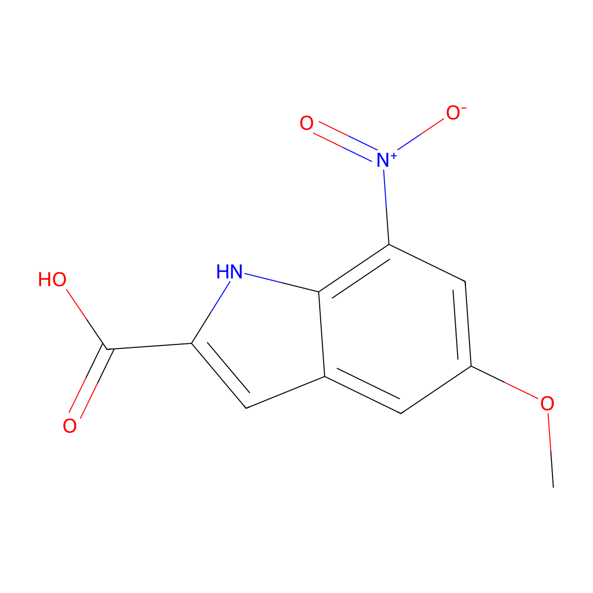 5-Methoxy-7-nitro-1H-indole-2-carboxylic acid molecular structure, CAS 13838-45-4