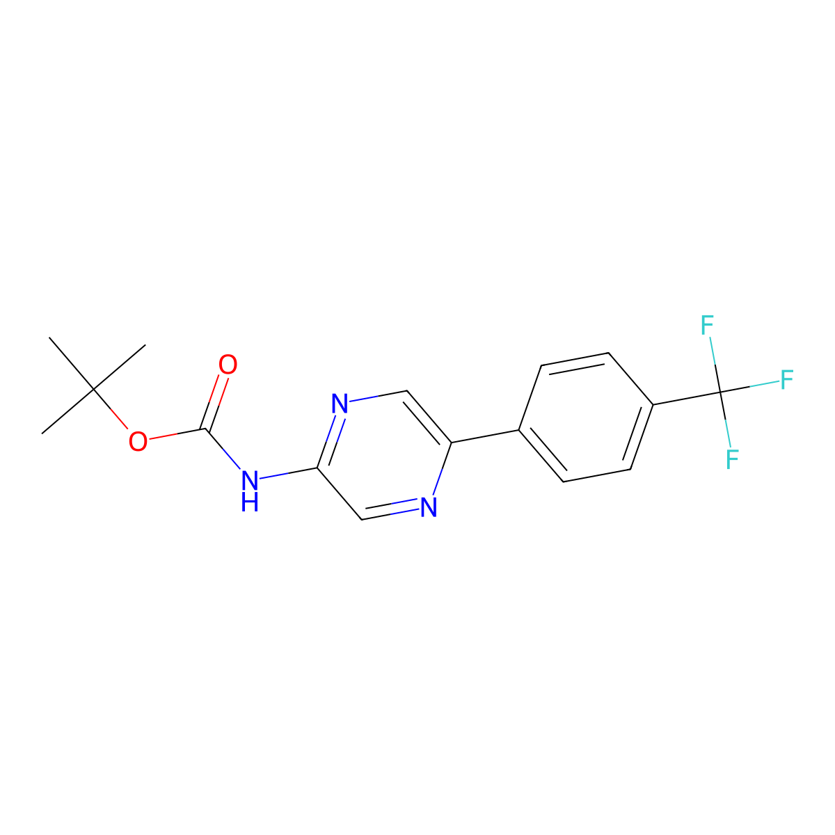 Tert-butyl (5-(4-(trifluoromethyl)phenyl)pyrazin-2-yl)carbamate molecular structure, CAS 1383801-55-5