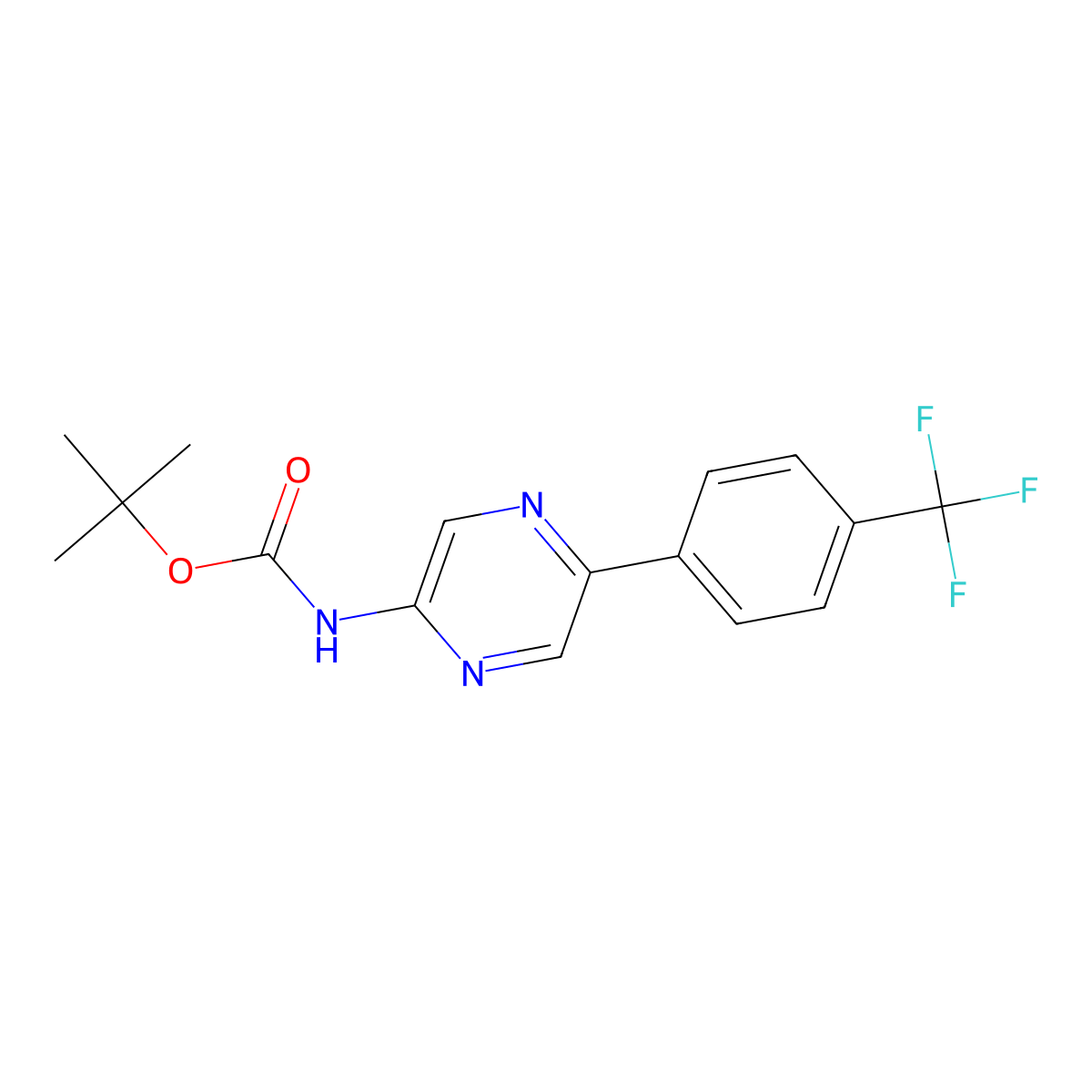 Tert-butyl (5-(4-(trifluoromethyl)phenyl)pyrazin-2-yl)carbamate molecular structure, CAS 1383801-55-5