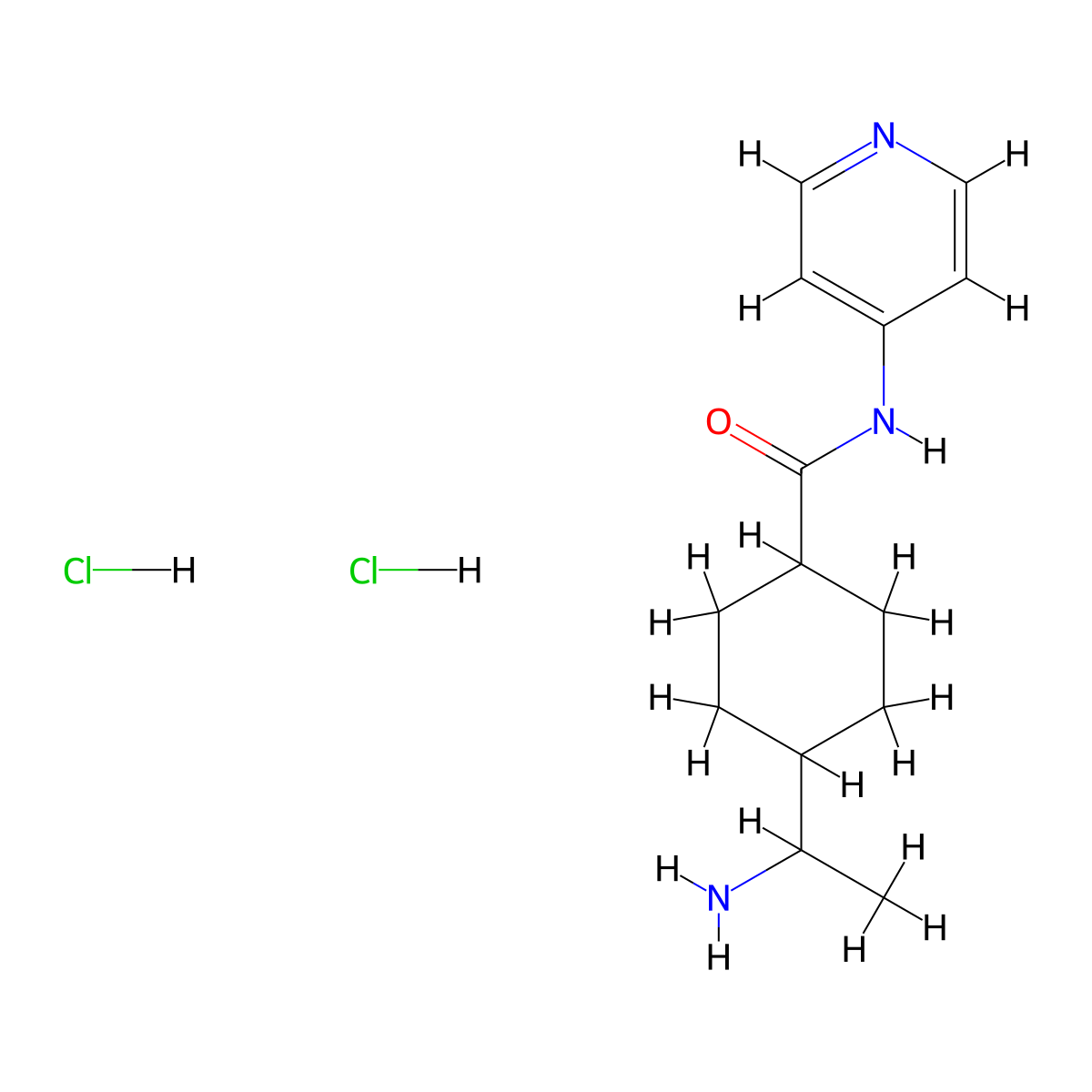 N-(4-Pyridyl)-4-(1-aminoethyl)cyclohexanecarboxamide dihydrochloride molecular structure, CAS 138381-45-0