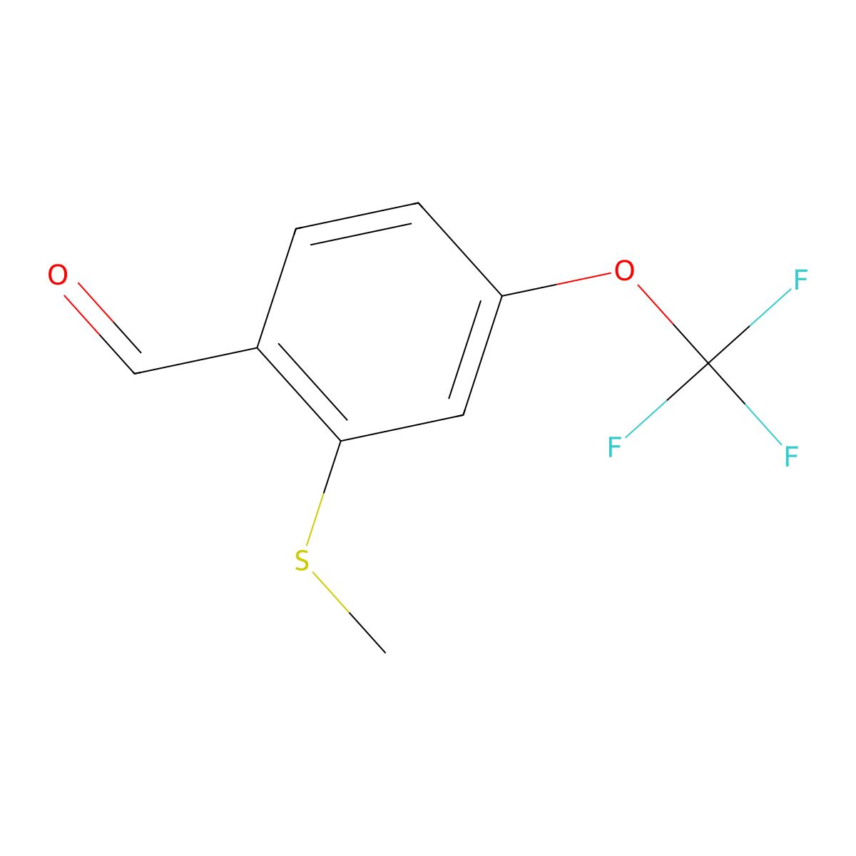 2-(Methylthio)-4-(trifluoromethoxy)benzaldehyde molecular structure, CAS 1383825-04-4