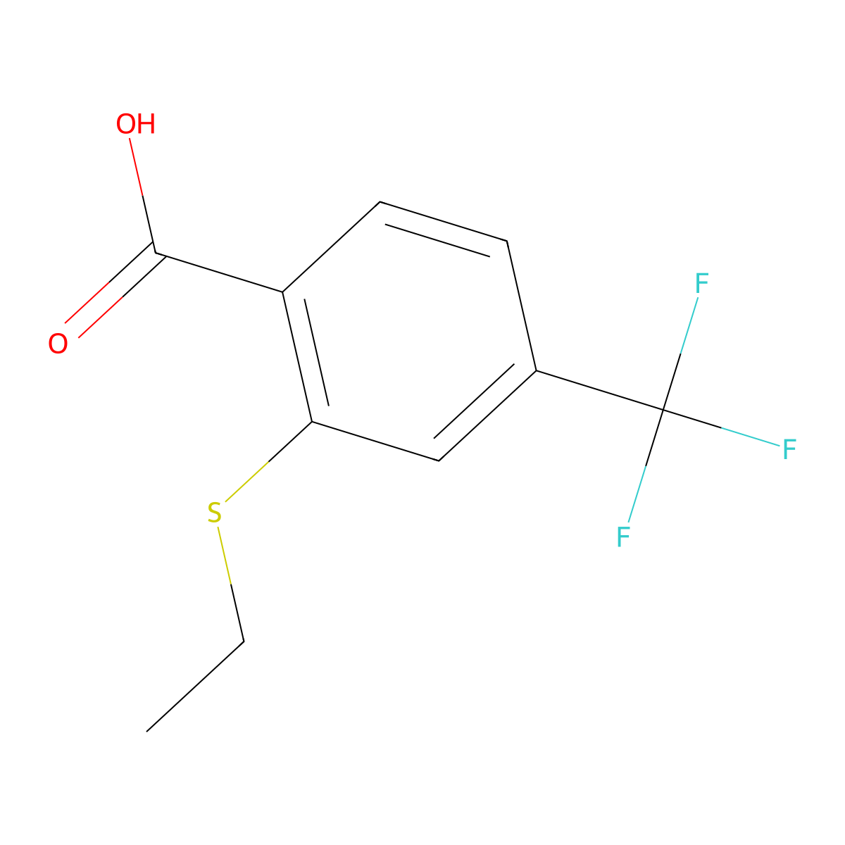 2-(Ethylthio)-4-(trifluoromethyl)benzoic acid molecular structure, CAS 1383826-37-6