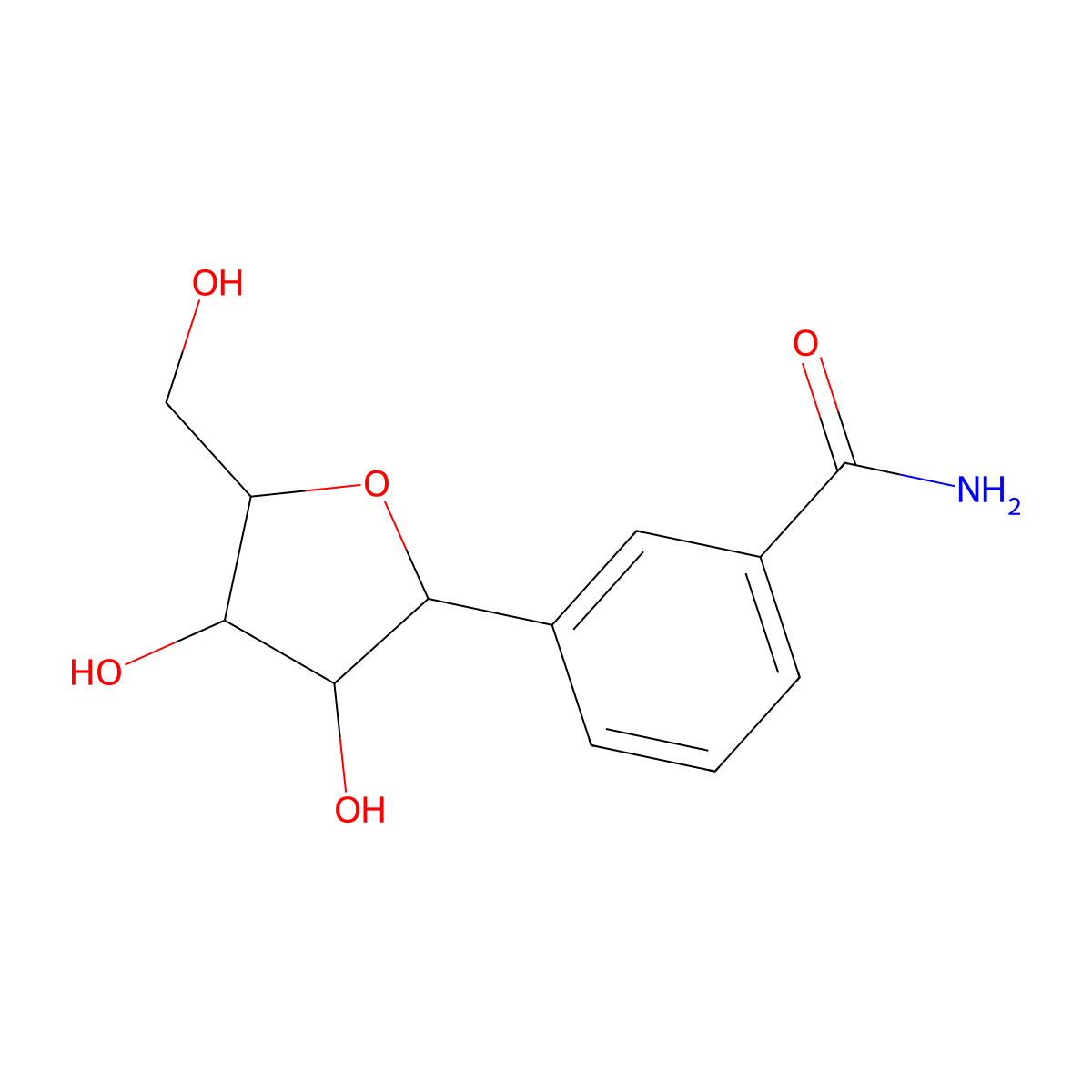 Benzamide riboside molecular structure, CAS 138385-29-2