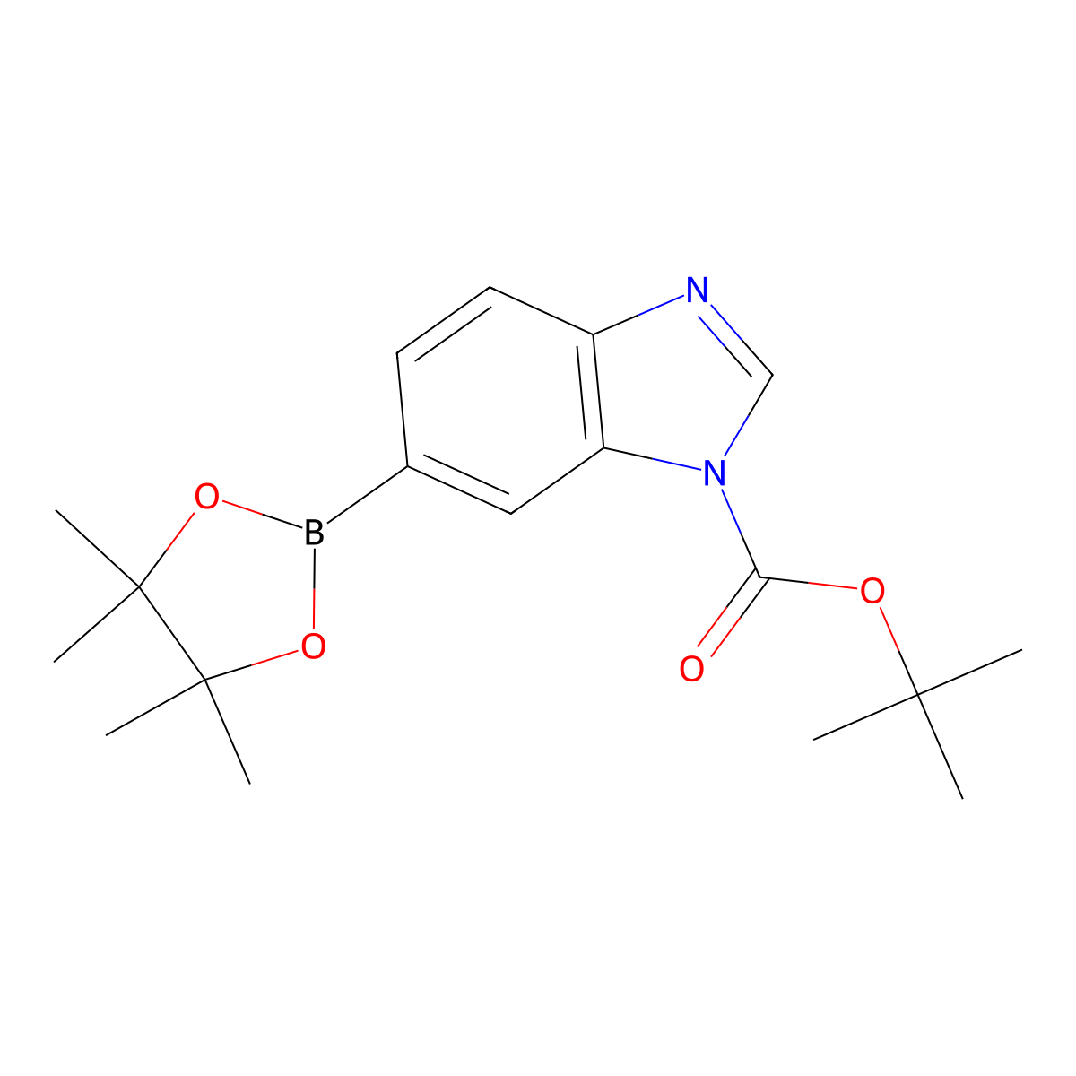 tert-butyl 6-(4,4,5,5-tetramethyl-1,3,2-dioxaborolan-2-yl)-1H-benzo[d]imidazole-1-carboxylate molecular structure, CAS 1383851-37-3