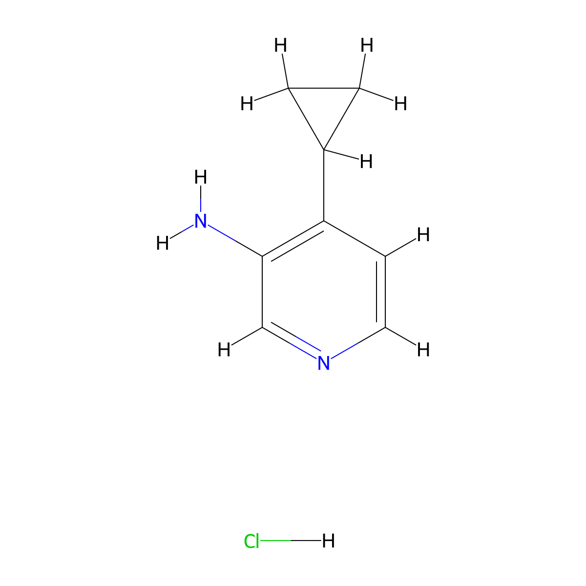 4-Cyclopropylpyridin-3-amine hydrochloride molecular structure, CAS 1383851-95-3