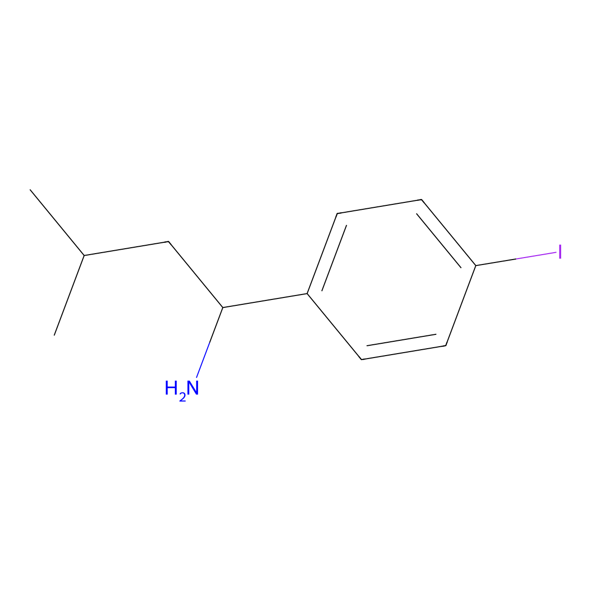 1-(4-Iodophenyl)-3-methylbutan-1-amine molecular structure, CAS 1383912-72-8