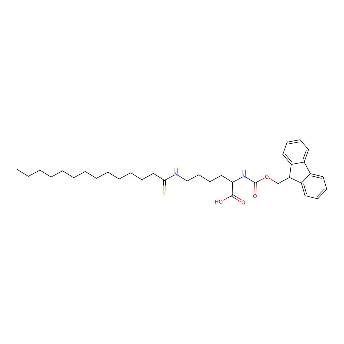 N2-[(9H-fluoren-9-ylmethoxy)carbonyl]-N6-(1-thioxotetradecyl)-L-Lysine molecular structure, CAS 1383918-40-8