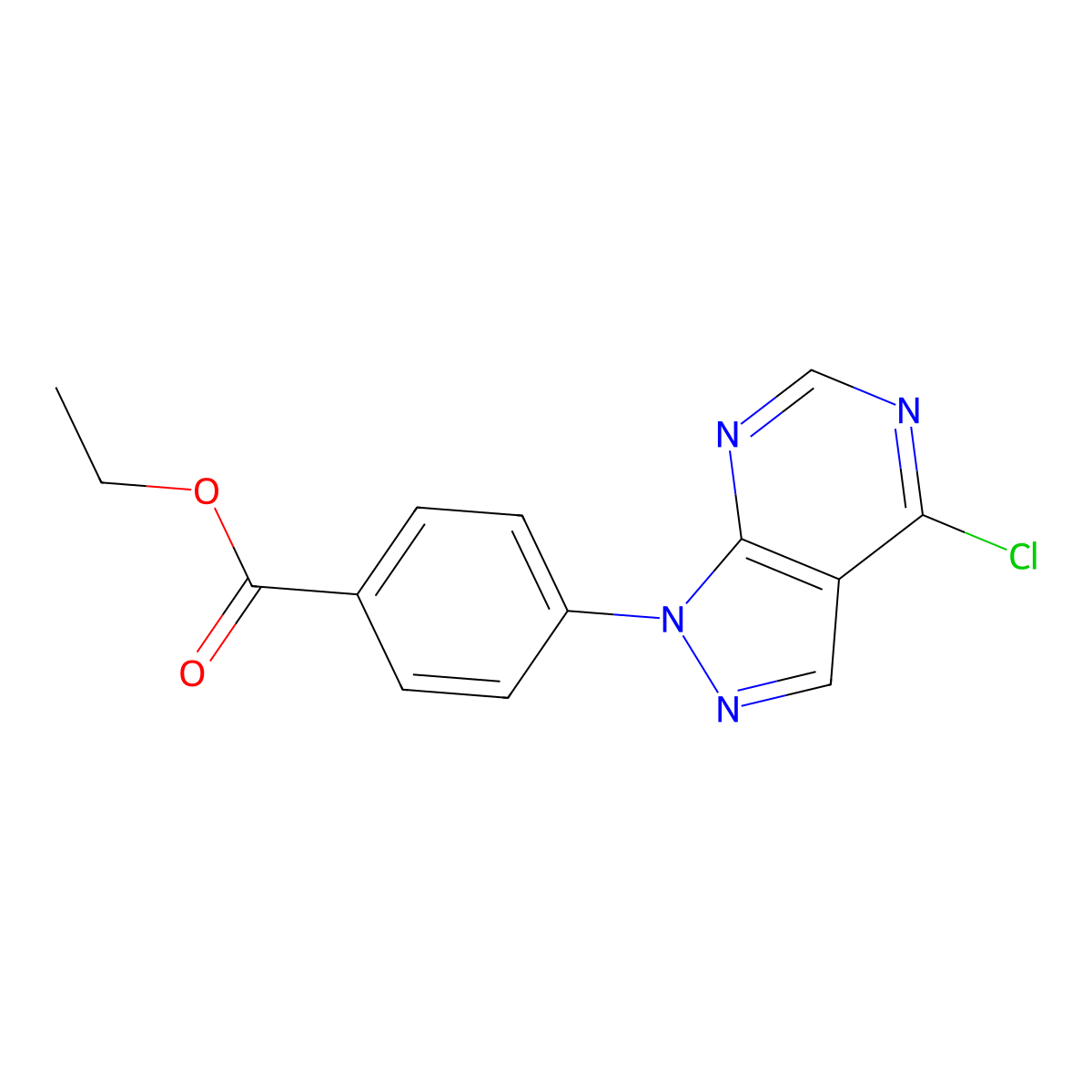 Ethyl 4-(4-chloro-1H-pyrazolo[3,4-D]pyrimidin-1-YL)benzoate molecular structure, CAS 1383927-19-2