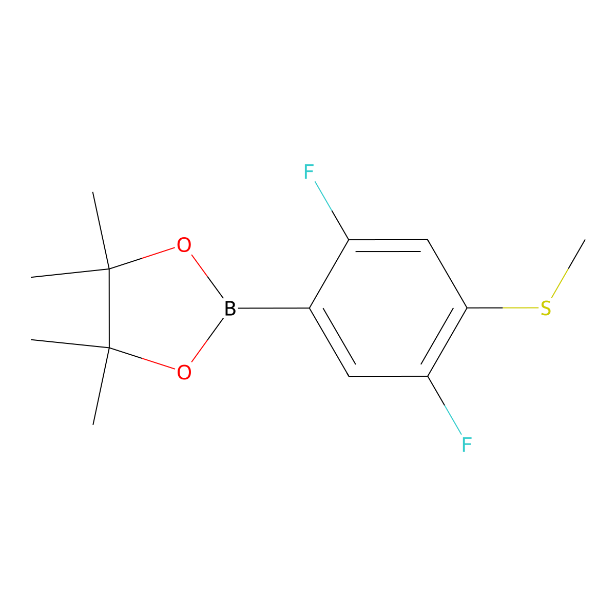 2,5-Difluoro-4-(methylsulfanyl)phenylboronic acid, pinacol ester molecular structure, CAS 1383968-47-5