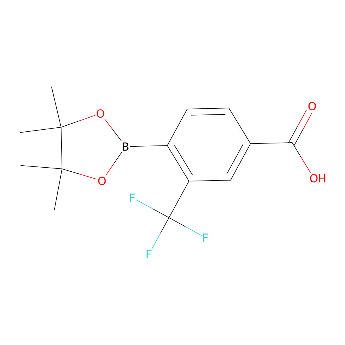 Benzoic acid, 4-(4,4,5,5-tetramethyl-1,3,2-dioxaborolan-2-yl)-3-(trifluoromethyl)- molecular structure, CAS 1383968-53-3