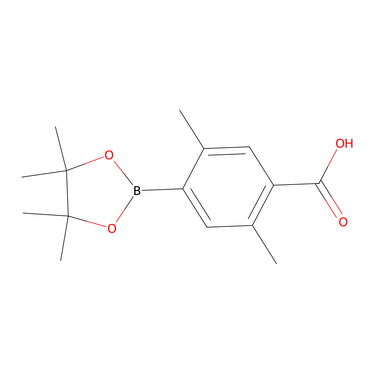2,5-Dimethyl-4-(4,4,5,5-tetramethyl-1,3,2-dioxaborolan-2-yl)benzoic acid molecular structure, CAS 1383968-54-4