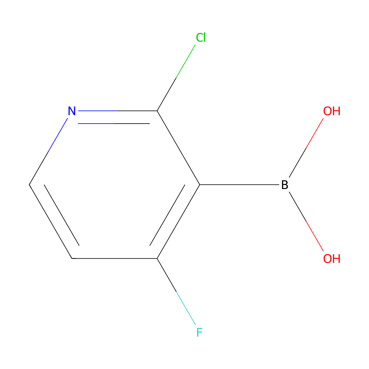 (2-Chloro-4-fluoropyridin-3-yl)boronic acid molecular structure, CAS 1383970-43-1