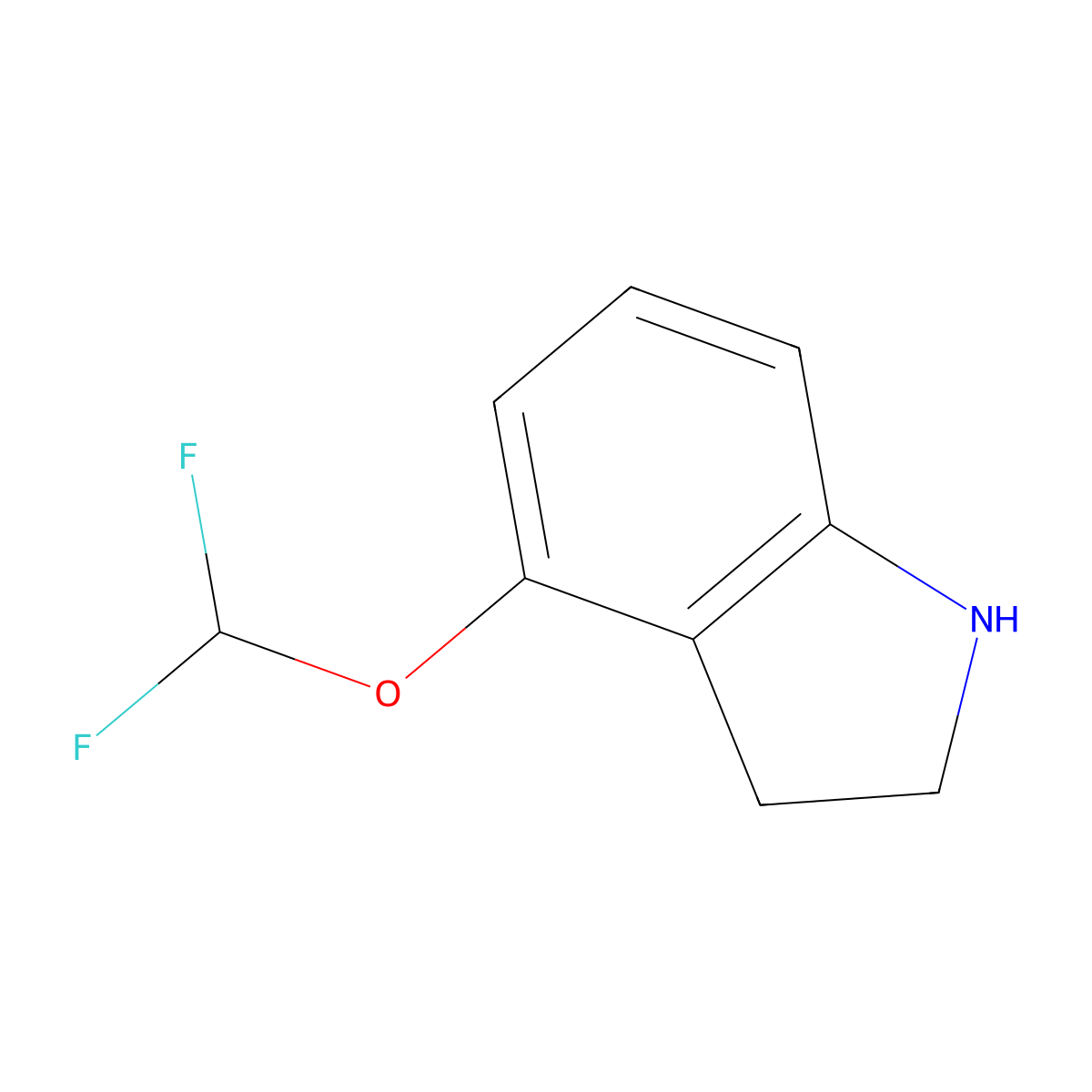 4-(difluoromethoxy)-2,3-dihydro-1H-indole molecular structure, CAS 1383974-37-5