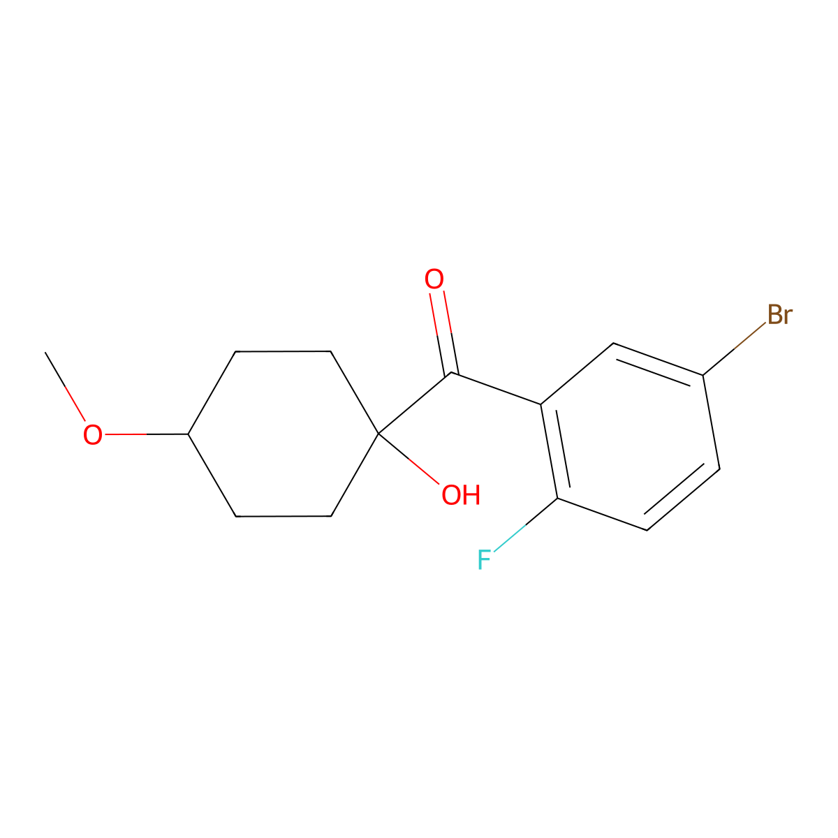 (5-Bromo-2-fluorophenyl)(1-hydroxy-4-methoxycyclohexyl)methanone molecular structure, CAS 1383985-07-6
