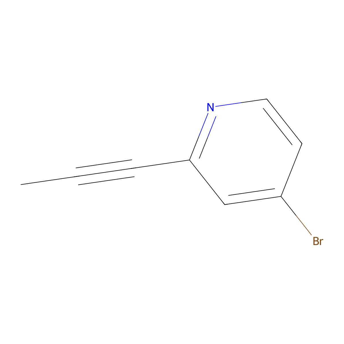 4-Bromo-2-(prop-1-yn-1-yl)pyridine molecular structure, CAS 1383985-12-3