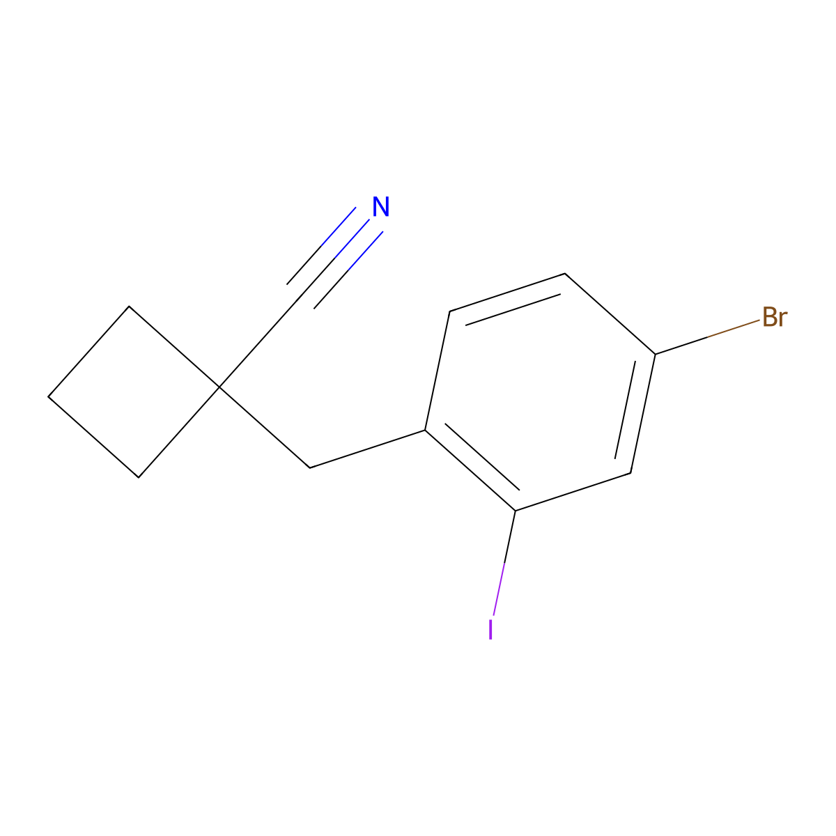 1-(4-Bromo-2-iodobenzyl)cyclobutanecarbonitrile molecular structure, CAS 1383985-13-4