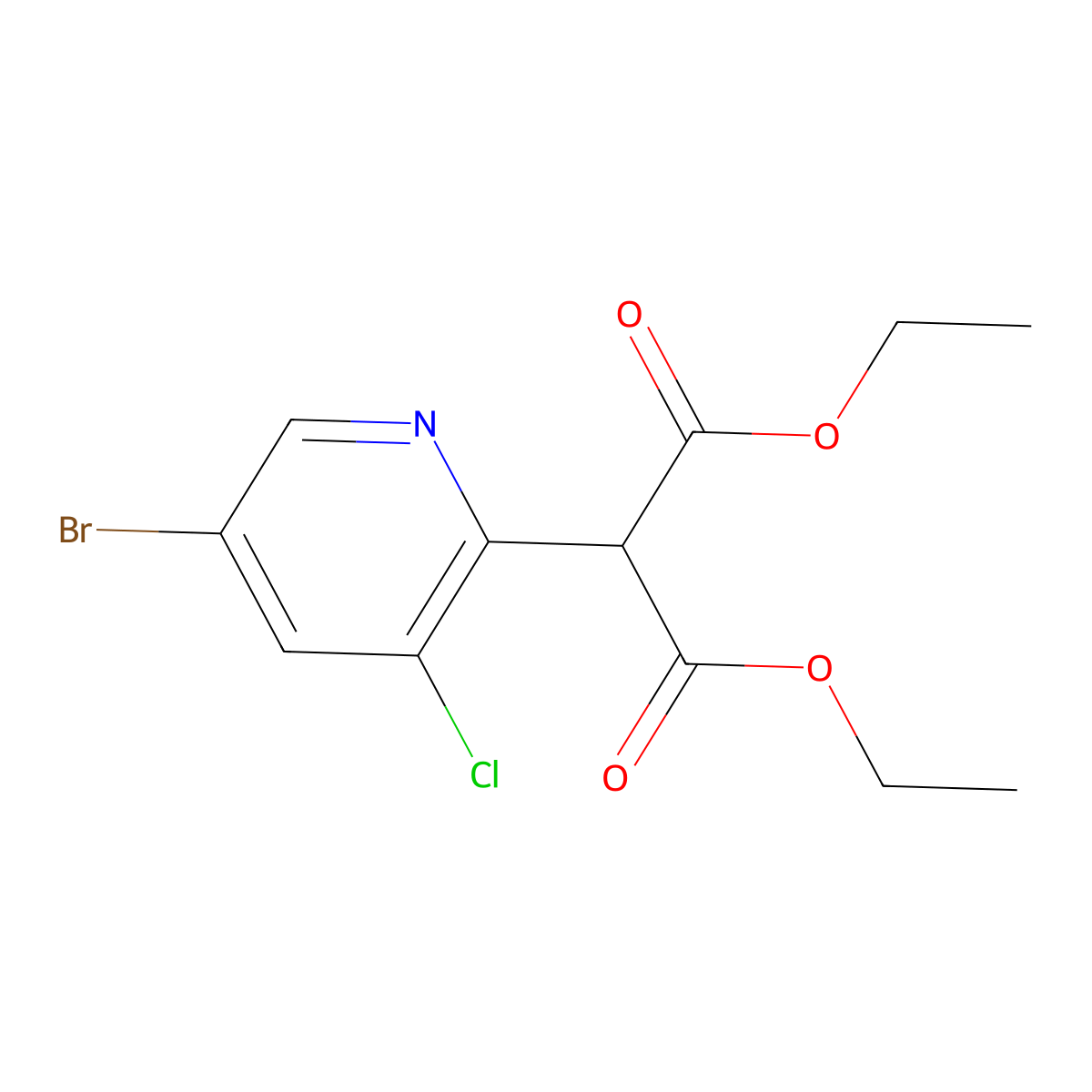 Diethyl 2-(5-bromo-3-chloropyridin-2-yl)malonate molecular structure, CAS 1383985-17-8