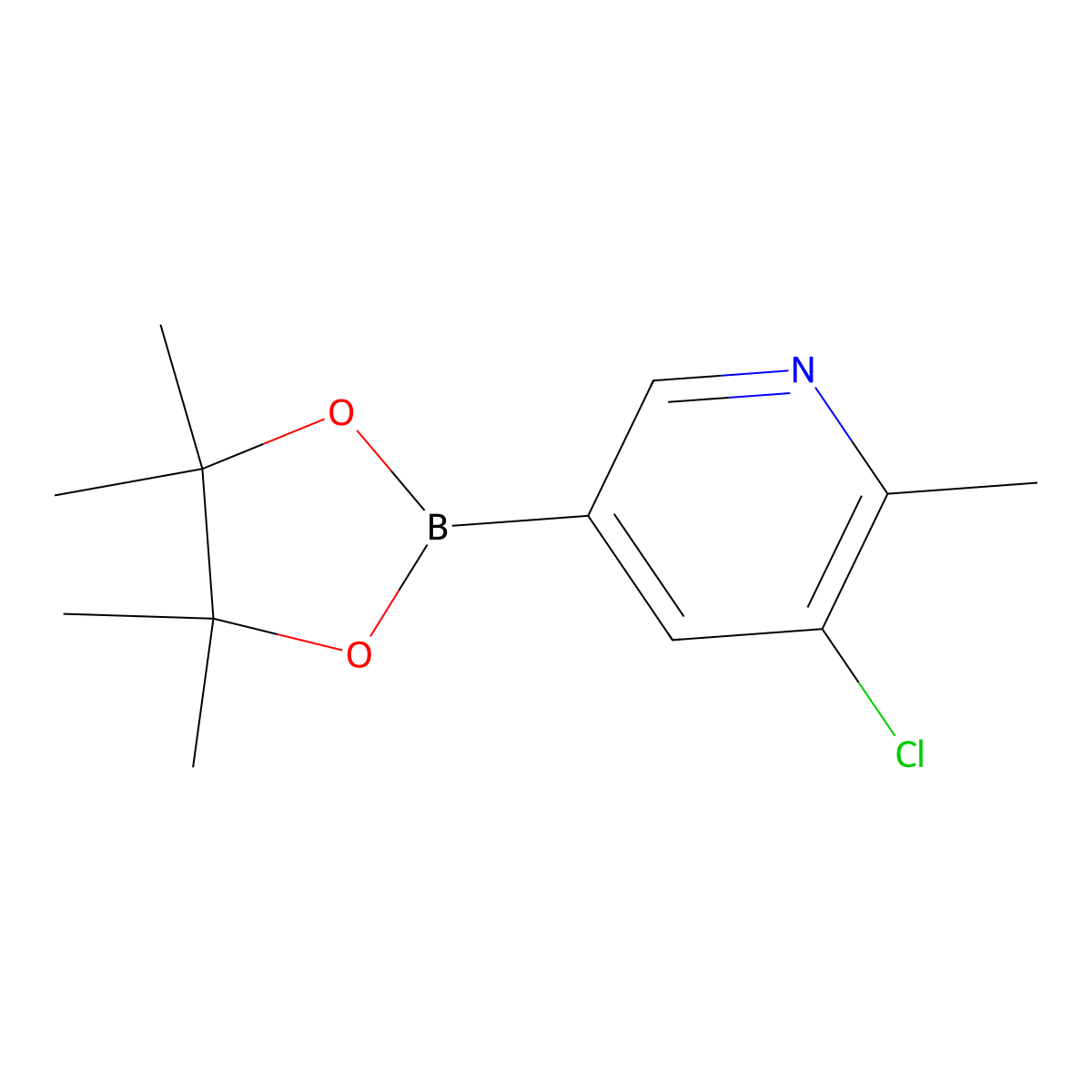 3-Chloro-2-methyl-5-(tetramethyl-1,3,2-dioxaborolan-2-yl)pyridine molecular structure, CAS 1383985-18-9