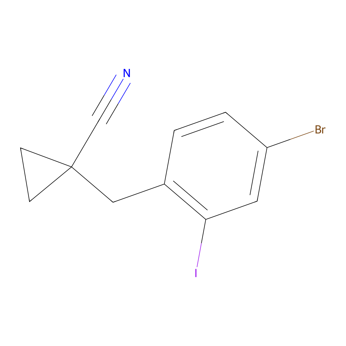 1-(4-Bromo-2-iodobenzyl)cyclopropanecarbonitrile molecular structure, CAS 1383985-24-7