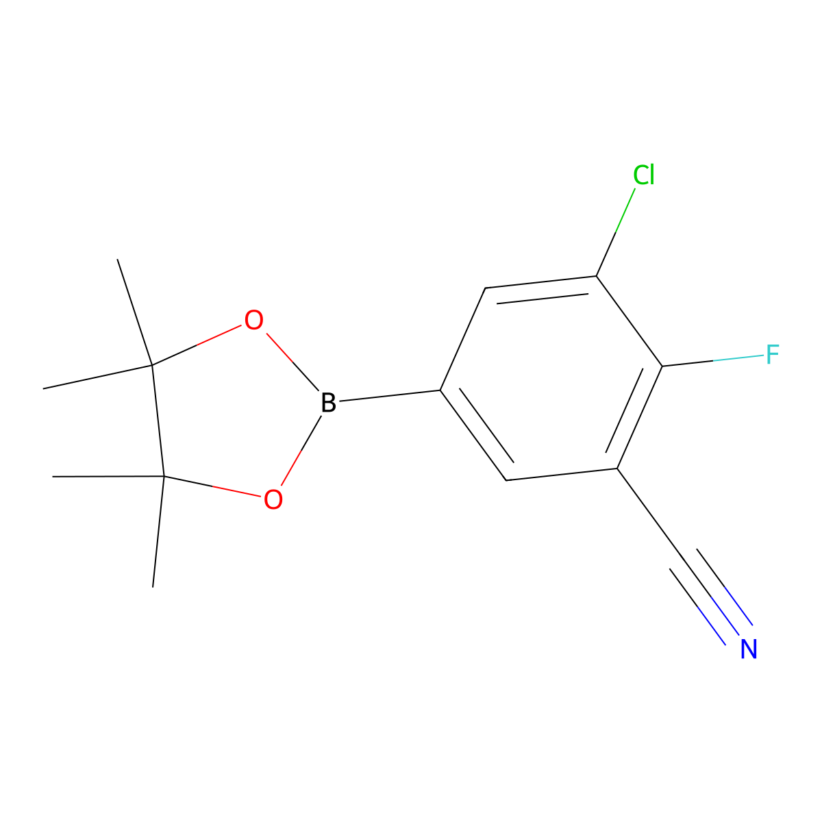 3-Chloro-2-fluoro-5-(4,4,5,5-tetramethyl-1,3,2-dioxaborolan-2-yl)benzonitrile molecular structure, CAS 1383985-27-0
