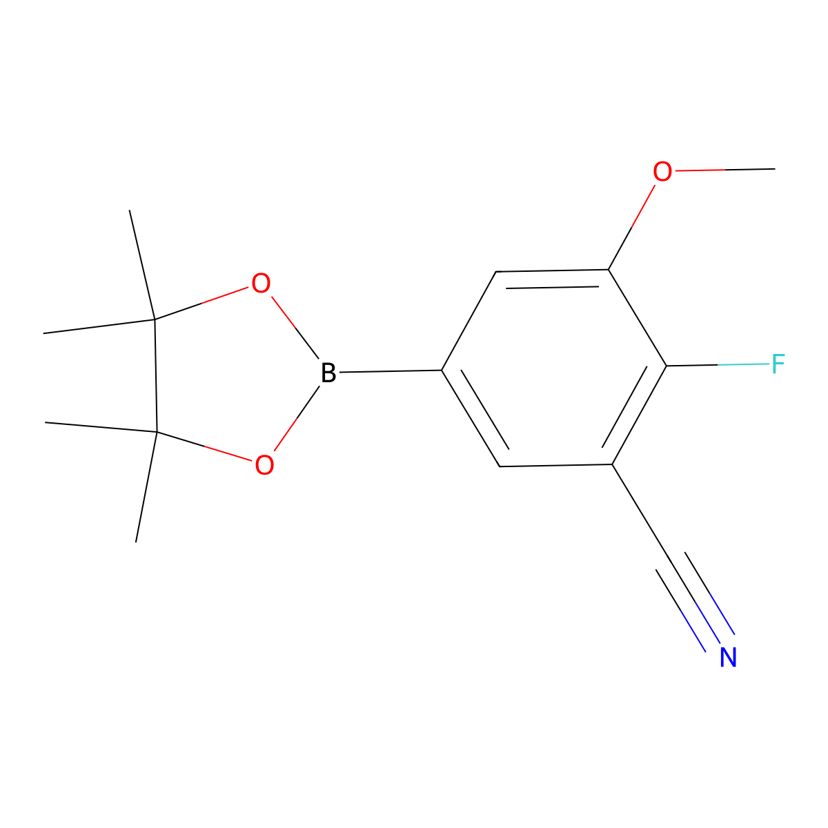 2-Fluoro-3-methoxy-5-(4,4,5,5-tetramethyl-1,3,2-dioxaborolan-2-yl)benzonitrile molecular structure, CAS 1383985-45-2