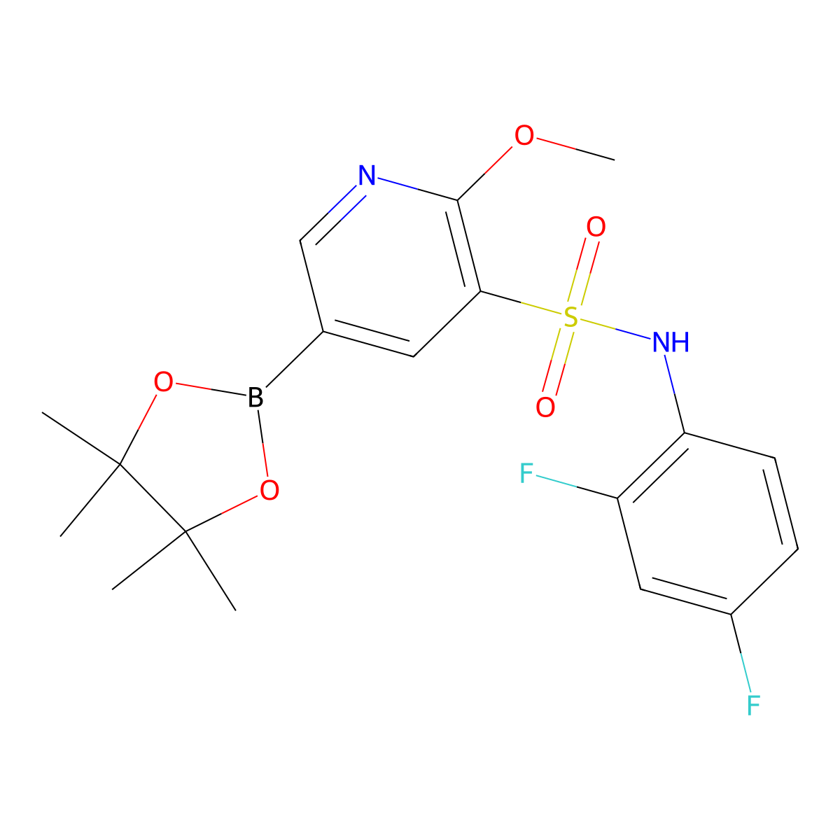 N-(2,4-difluorophenyl)-2-methoxy-5-(4,4,5,5-tetramethyl-1,3,2-dioxaborolan-2-yl)pyridine-3-sulfonamide molecular structure, CAS 1383992-65-1