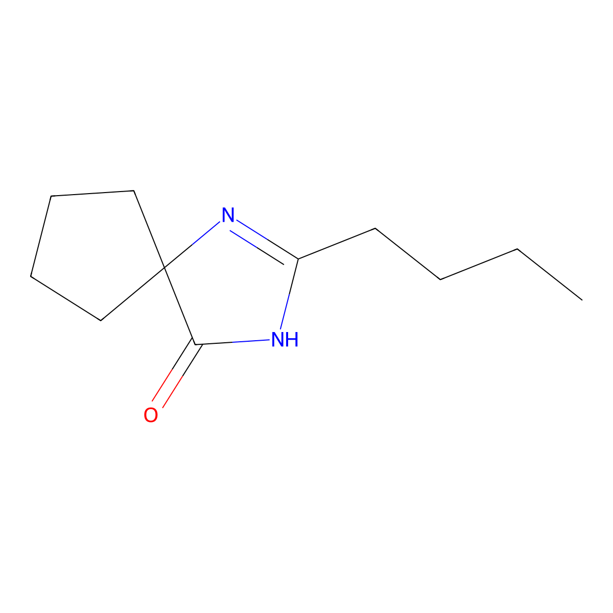 2-Butyl-1,3-diazaspiro[4.4]non-1-en-4-one molecular structure, CAS 138402-05-8