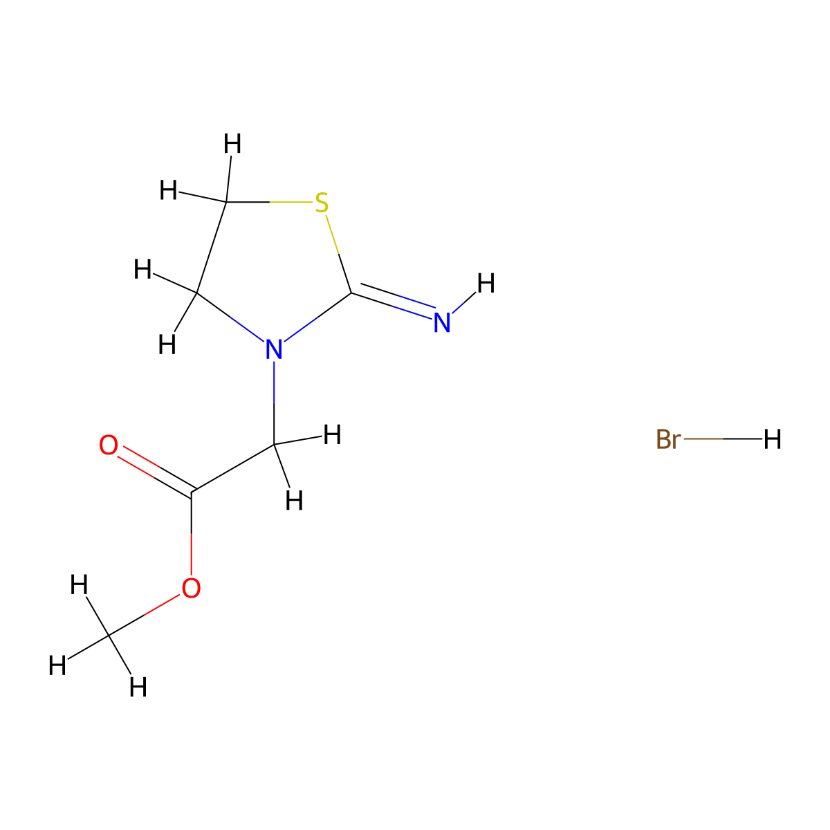 Methyl (2-imino-1,3-thiazolidin-3-yl)acetate hydrobromide molecular structure, CAS 138404-38-3