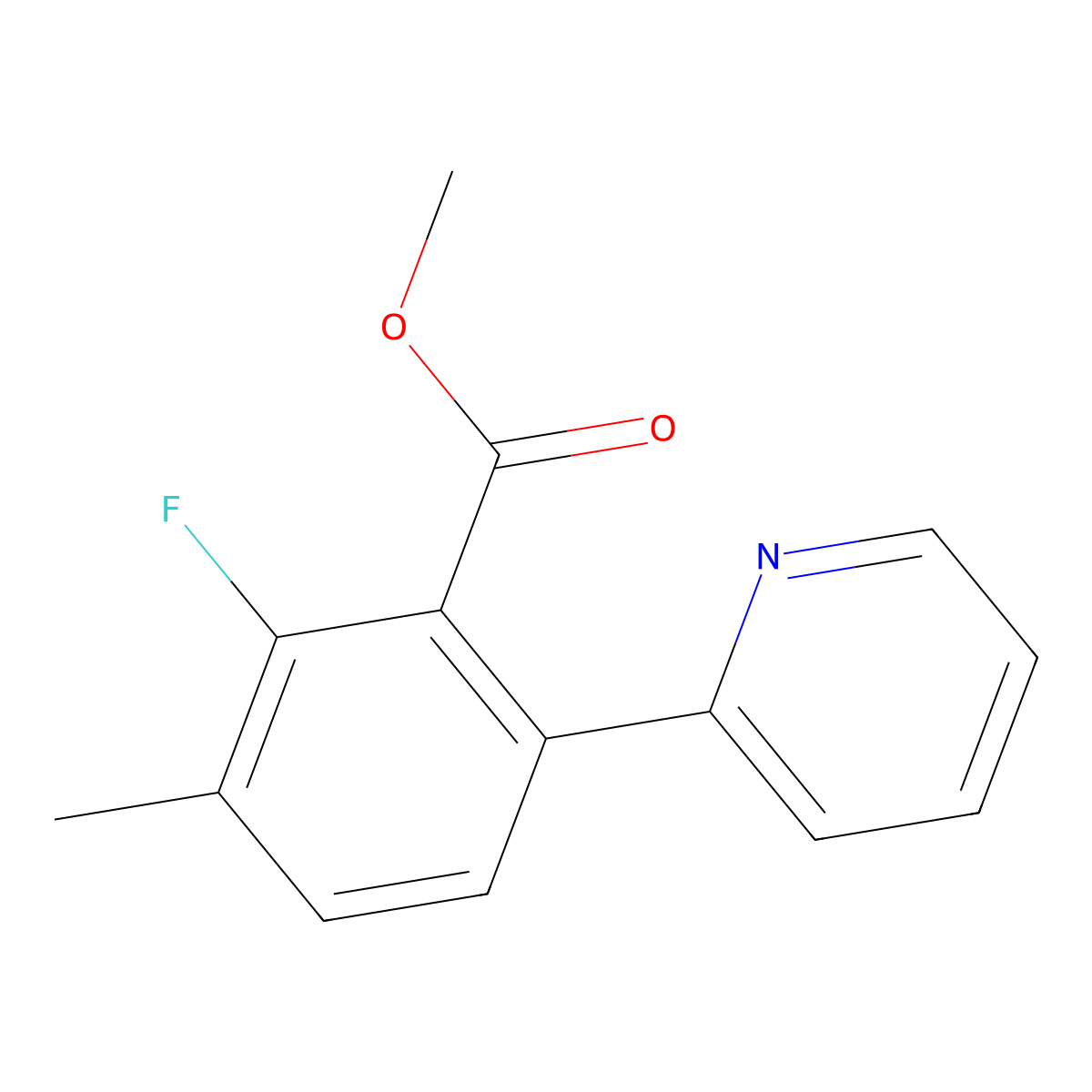 Methyl 2-fluoro-3-methyl-6-(pyridin-2-yl)benzoate molecular structure, CAS 1384066-86-7