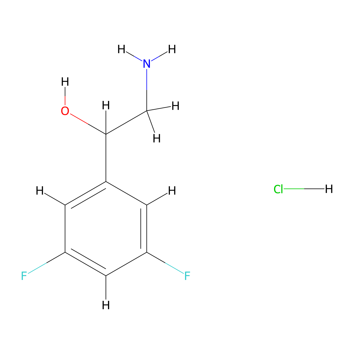 2-Amino-1-(3,5-difluorophenyl)ethan-1-ol hydrochloride molecular structure, CAS 1384079-07-5