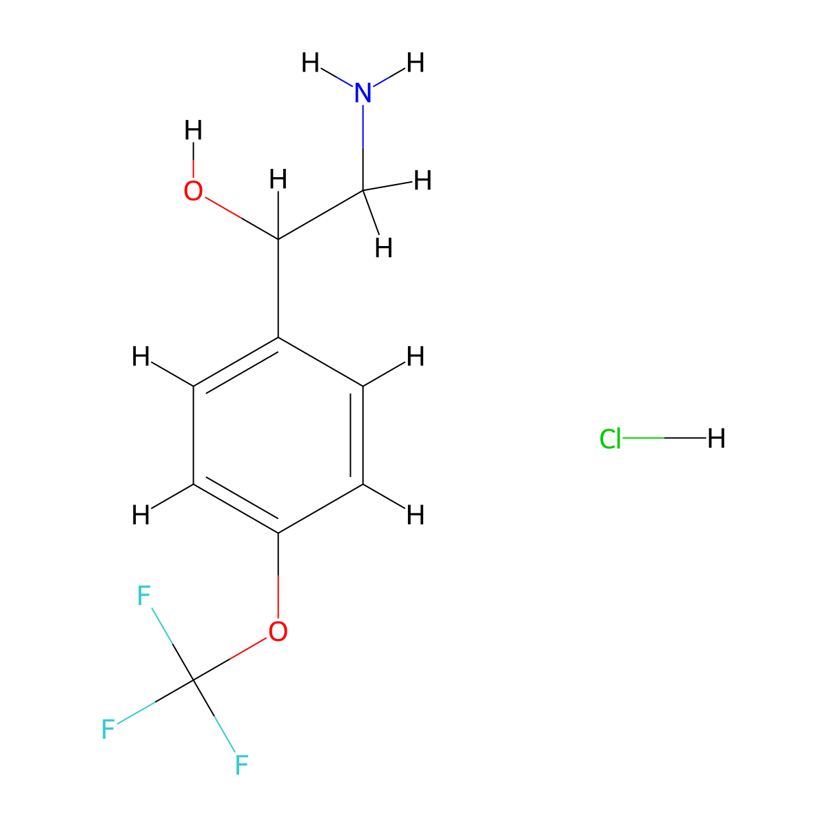 2-Amino-1-[4-(trifluoromethoxy)phenyl]ethan-1-ol hydrochloride molecular structure, CAS 1384079-66-6