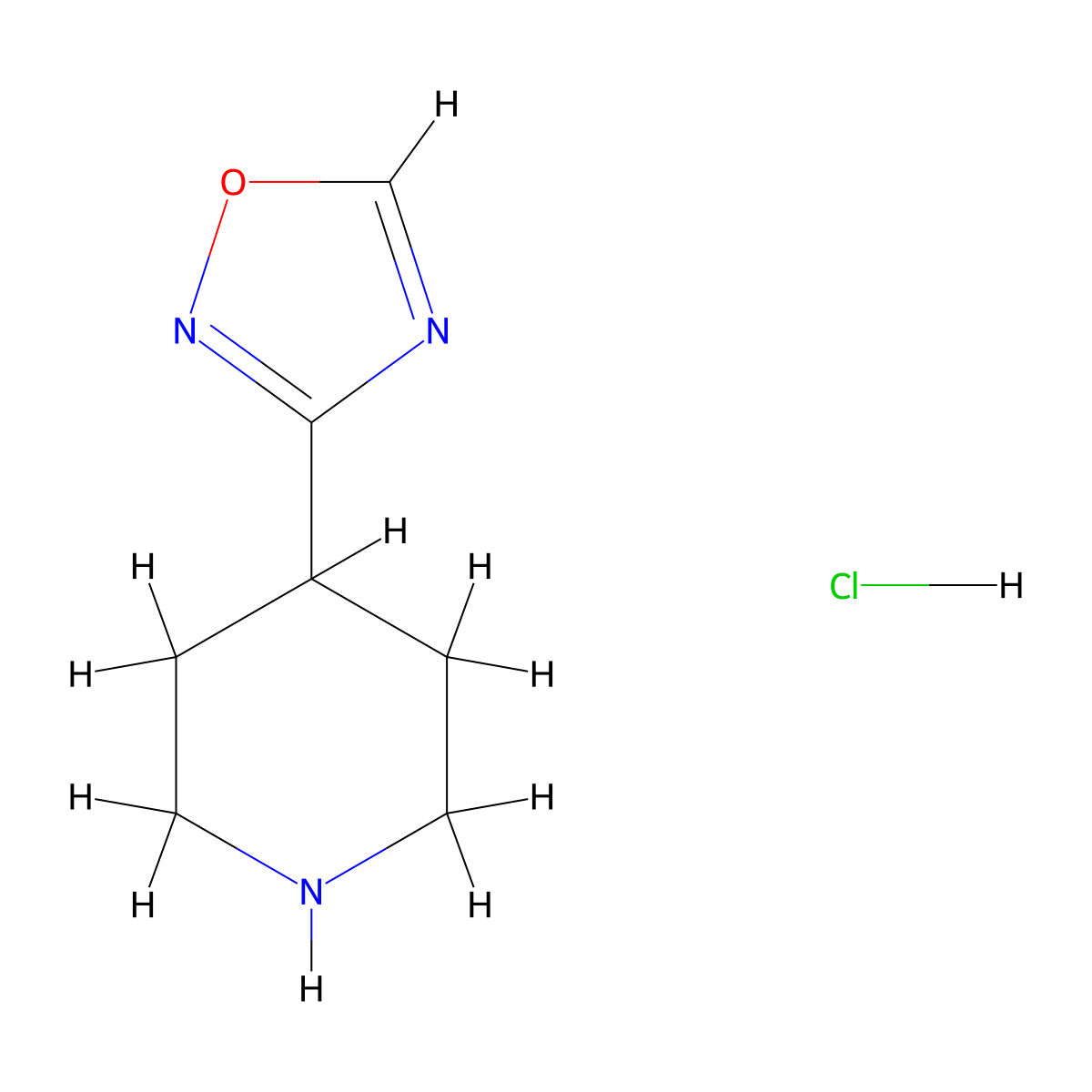 4-(1,2,4-Oxadiazol-3-yl)piperidine hydrochloride molecular structure, CAS 1384079-72-4