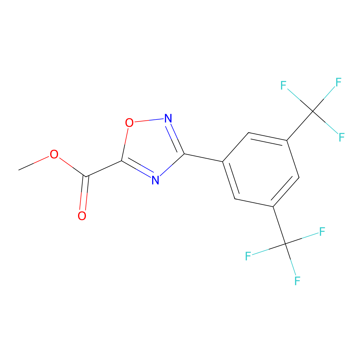 Methyl 3-[3,5-Bis(trifluoromethyl)phenyl]-1,2,4-oxadiazole-5-carboxylate molecular structure, CAS 1384079-90-6
