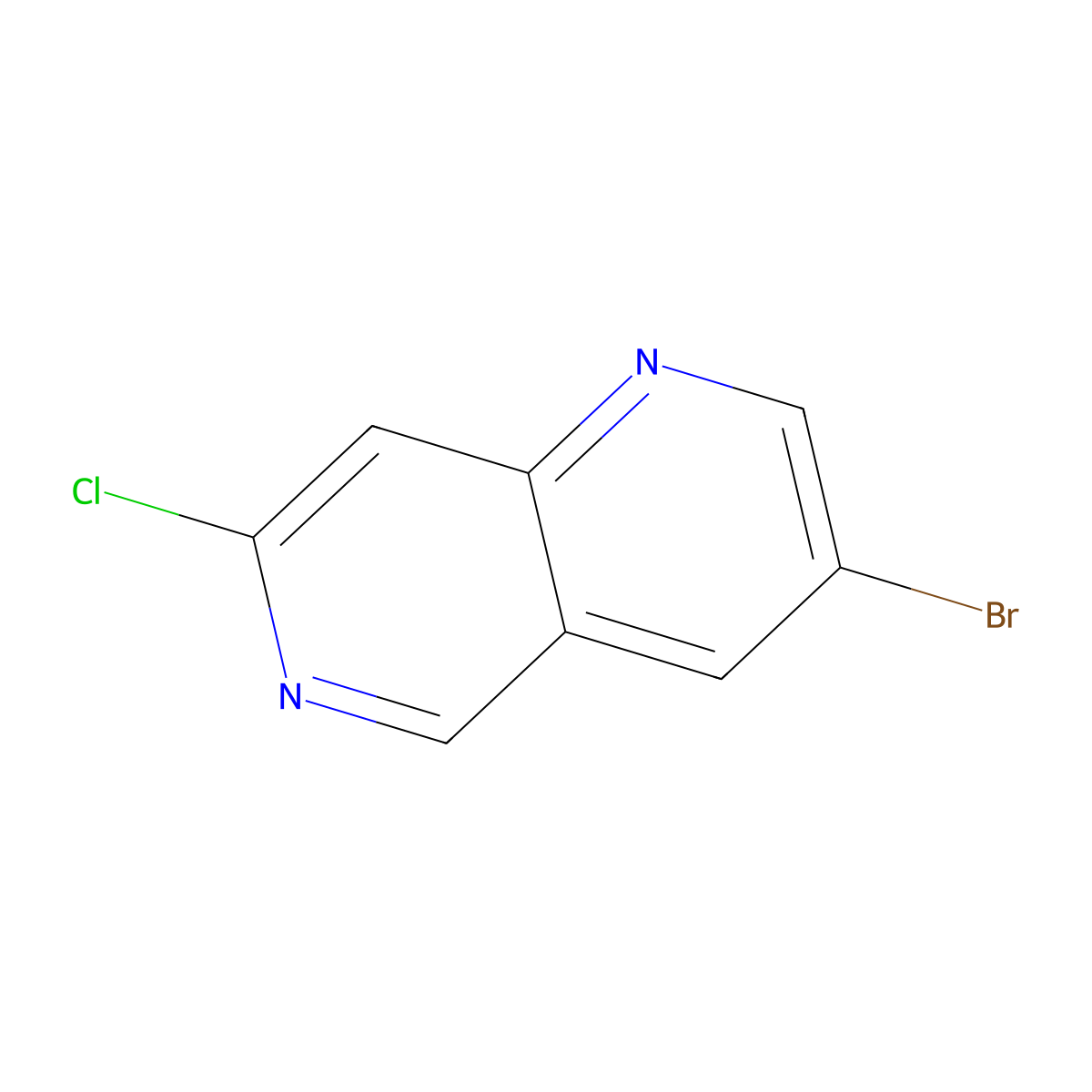 3-Bromo-7-chloro-1,6-naphthyridine molecular structure, CAS 1384080-06-1