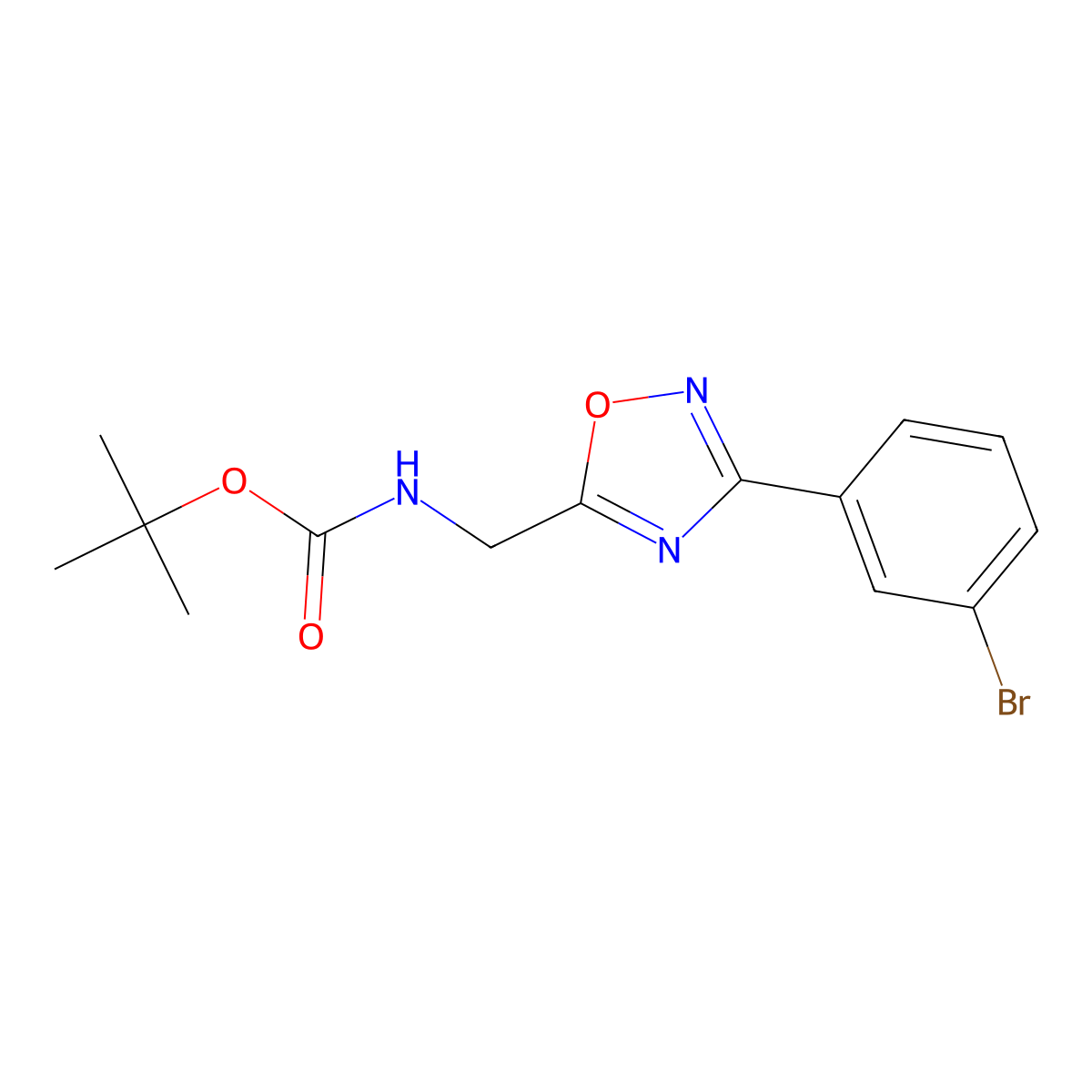 tert-butyl N-{[3-(3-bromophenyl)-1,2,4-oxadiazol-5-yl]methyl}carbamate molecular structure, CAS 1384080-21-0
