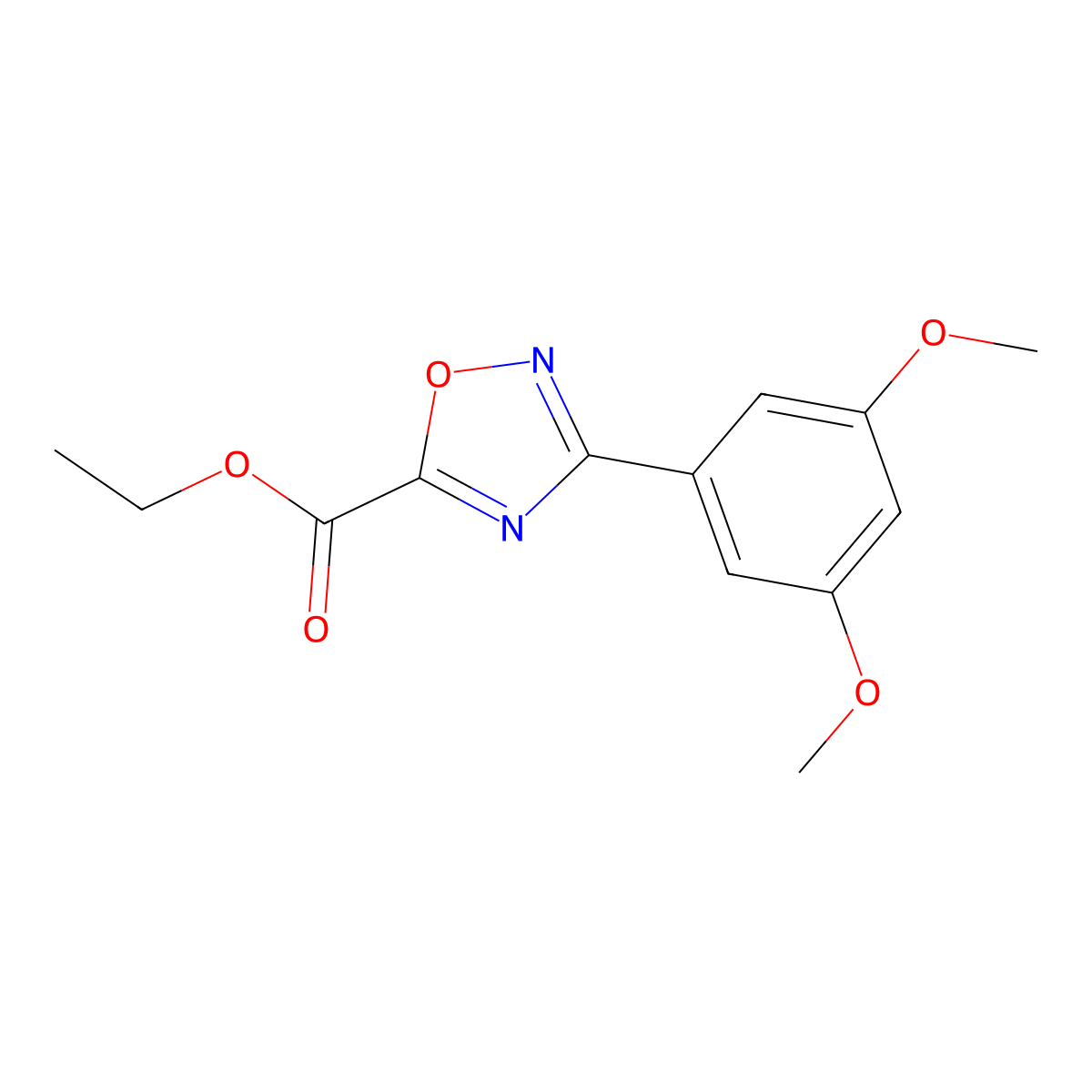Ethyl 3-(3,5-dimethoxyphenyl)-1,2,4-oxadiazole-5-carboxylate molecular structure, CAS 1384080-30-1