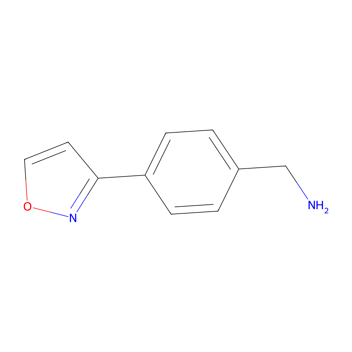 (4-(Isoxazol-3-yl)phenyl)methanamine molecular structure, CAS 1384080-38-9