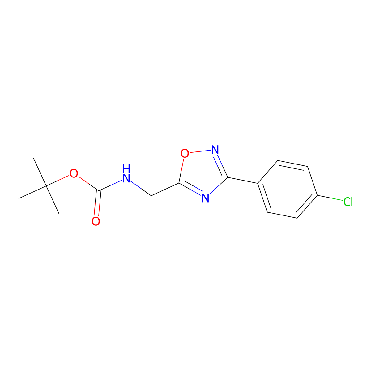 Tert-butyl {[3-(4-chlorophenyl)-1,2,4-oxadiazol-5-yl]methyl}carbamate molecular structure, CAS 1384080-45-8