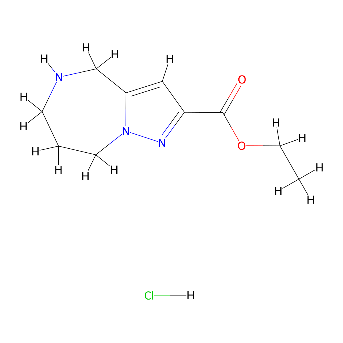Ethyl 5,6,7,8-tetrahydro-4H-pyrazolo[1,5-a][1,4]diazepine-2-carboxylate hydrochloride molecular structure, CAS 1384080-92-5