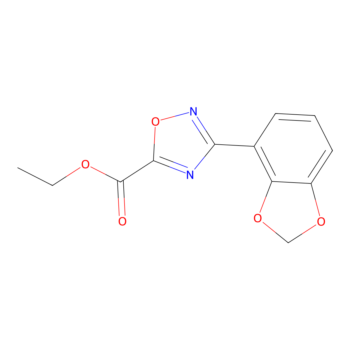 Ethyl 3-(2H-1,3-benzodioxol-4-yl)-1,2,4-oxadiazole-5-carboxylate molecular structure, CAS 1384081-01-9