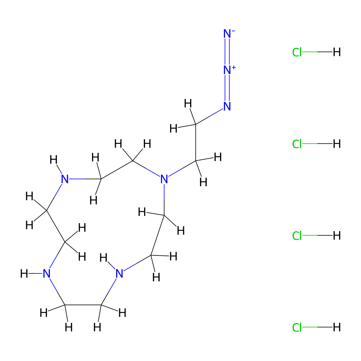1-(2-Azidoethyl)-1,4,7,10-tetraazacyclododecane tetrahydrochloride molecular structure, CAS 1384118-38-0