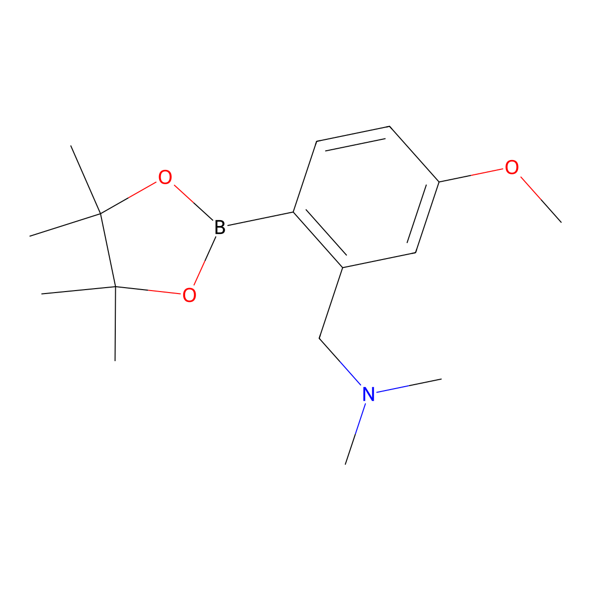 {[5-Methoxy-2-(tetramethyl-1,3,2-dioxaborolan-2-yl)phenyl]methyl}dimethylamine molecular structure, CAS 1384216-46-9