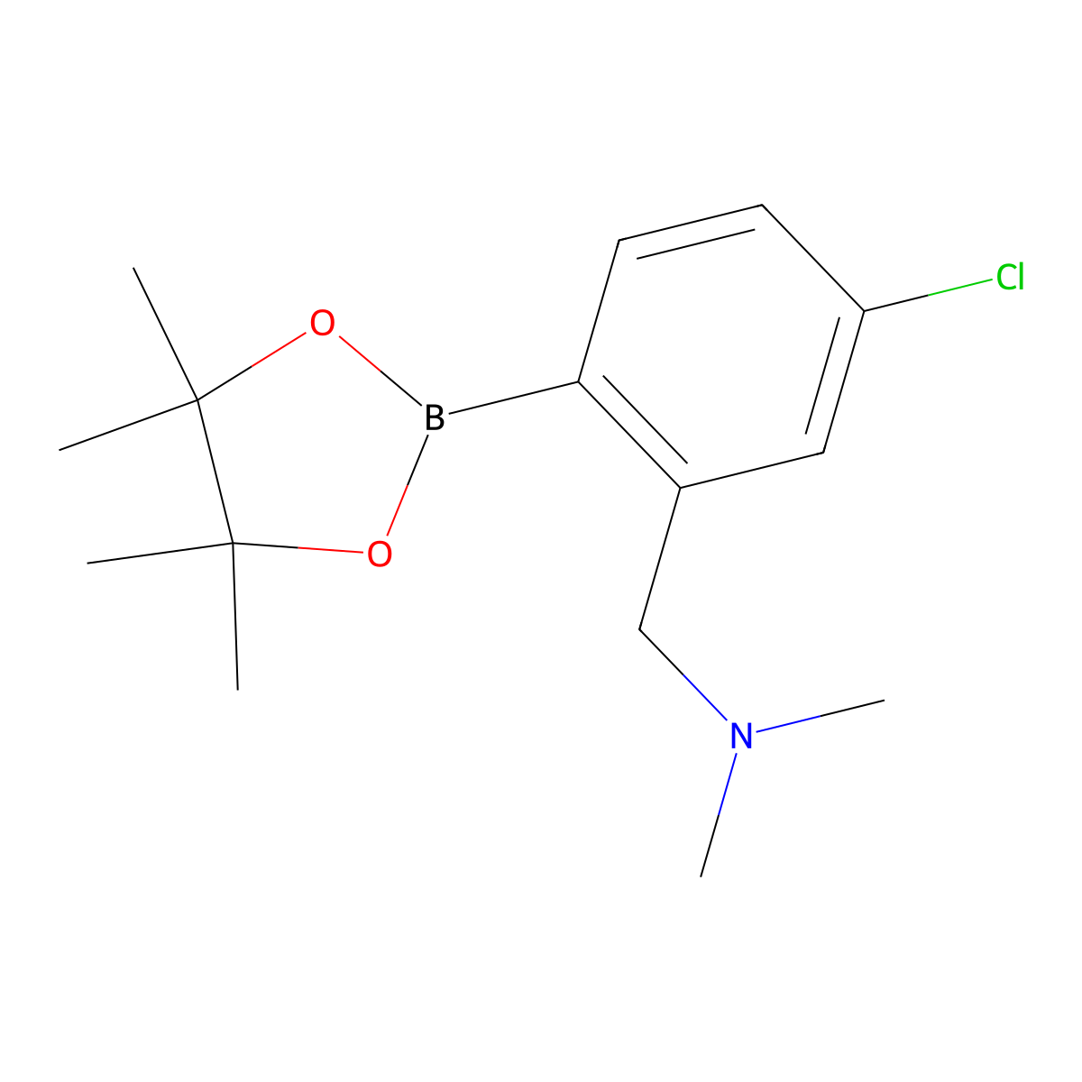 1-(5-Chloro-2-(4,4,5,5-tetramethyl-1,3,2-dioxaborolan-2-yl)phenyl)-N,N-dimethylmethanamine molecular structure, CAS 1384216-47-0