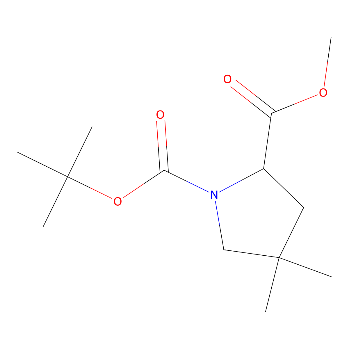 (S)-1-tert-butyl 2-methyl 4,4-dimethylpyrrolidine-1,2-dicarboxylate molecular structure, CAS 138423-86-6