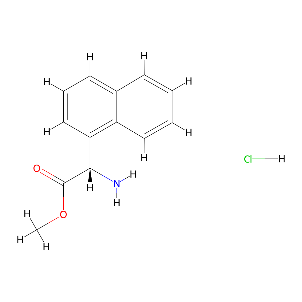Methyl (2S)-2-amino-2-(naphthalen-1-yl)acetate HCl molecular structure, CAS 1384246-04-1