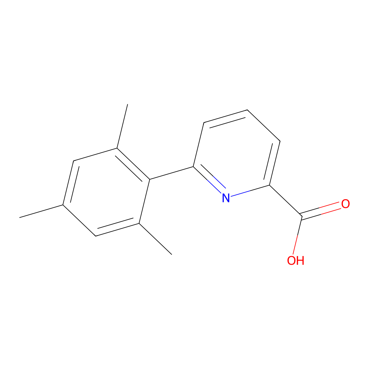 6-(2,4,6-Trimethylphenyl)pyridine-2-carboxylic acid molecular structure, CAS 1384253-90-0